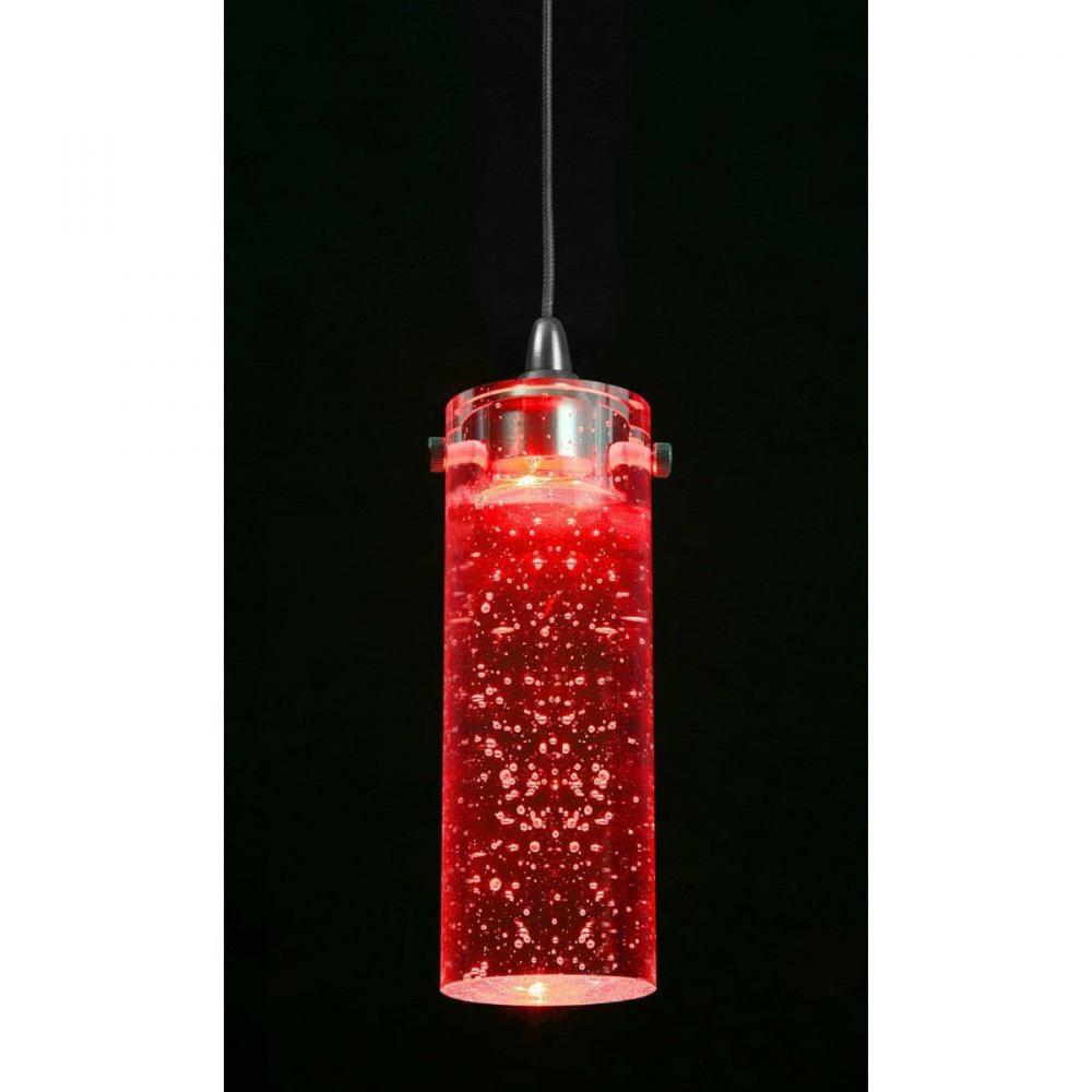 7.5" Tall Glass and Metal LED Pendant with Brushed Steel Cord