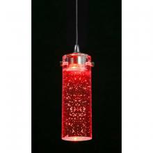 CAL Lighting UPL-714/6-BS/RD - 7.5" Tall Glass and Metal LED Pendant with Brushed Steel Cord