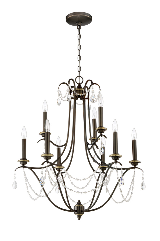 Lilith 9 Light Chandelier in Legacy Brass