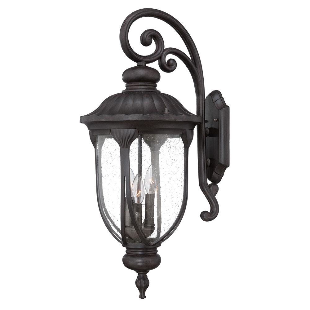 Laurens Collection Wall-Mount 3-Light Outdoor Black Coral Light Fixture