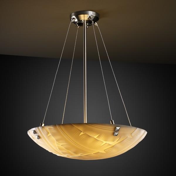 18" LED Pendant Bowl w/ PAIR SQUARE FINIALS