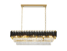 Bethel International GL412C38G - Black and Gold Rectangular Frame Chandelier