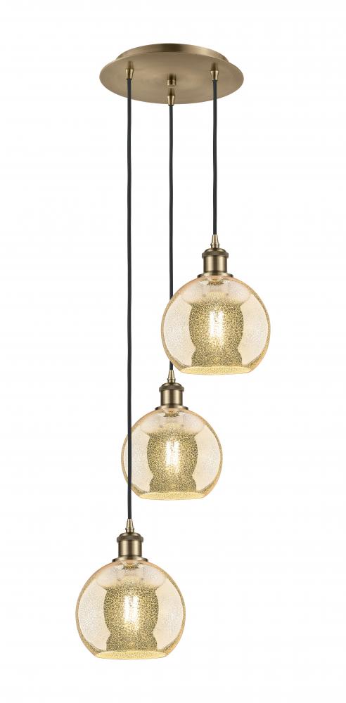Athens - 3 Light - 15 inch - Antique Brass - Cord Hung - Multi Pendant