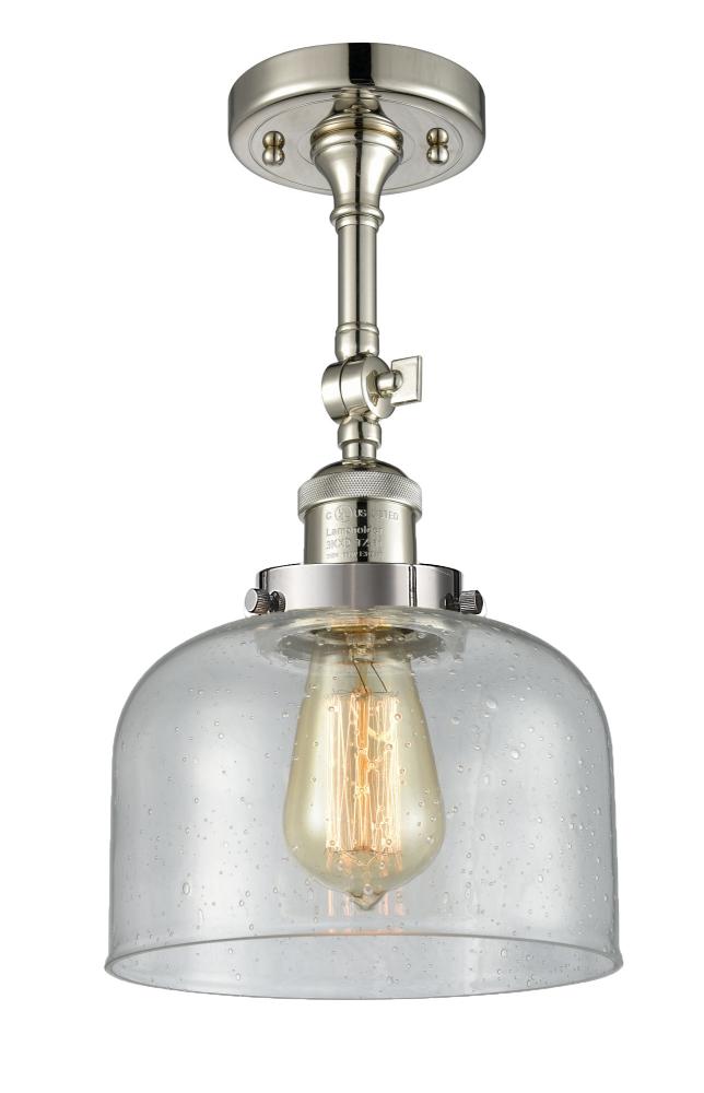 Bell - 1 Light - 8 inch - Polished Nickel - Adjustable Semi-Flush Mount