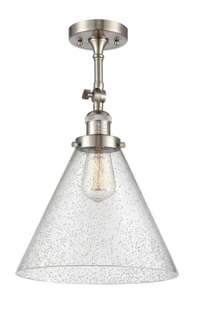 Cone - 1 Light - 12 inch - Brushed Satin Nickel - Adjustable Semi-Flush Mount