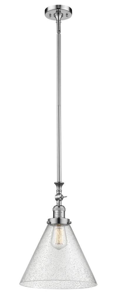 Cone - 1 Light - 12 inch - Polished Chrome - Stem Hung - Adjustable Mini Pendant