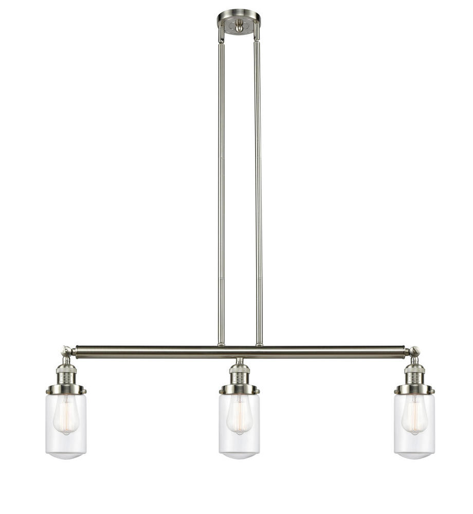 Dover - 3 Light - 37 inch - Brushed Satin Nickel - Stem Hung - Adjustable Island Light