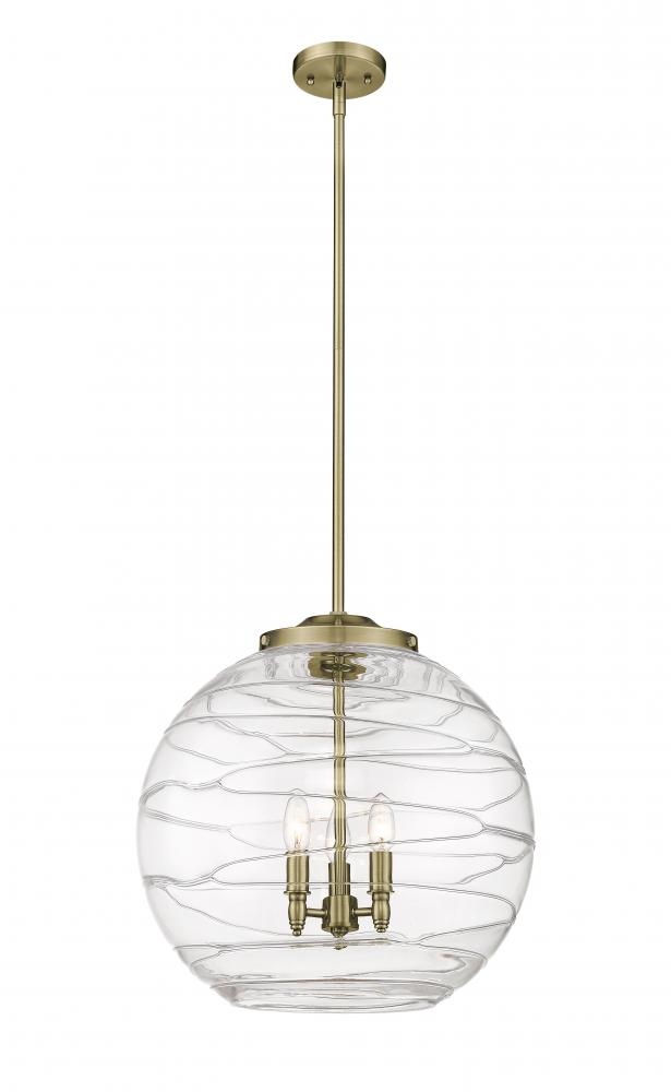 Athens Deco Swirl - 3 Light - 18 inch - White Polished Chrome - Cord hung - Pendant
