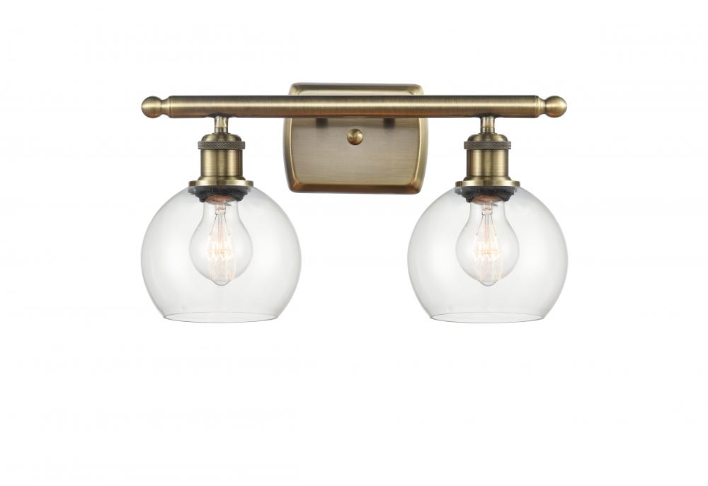 Athens - 2 Light - 16 inch - Antique Brass - Bath Vanity Light