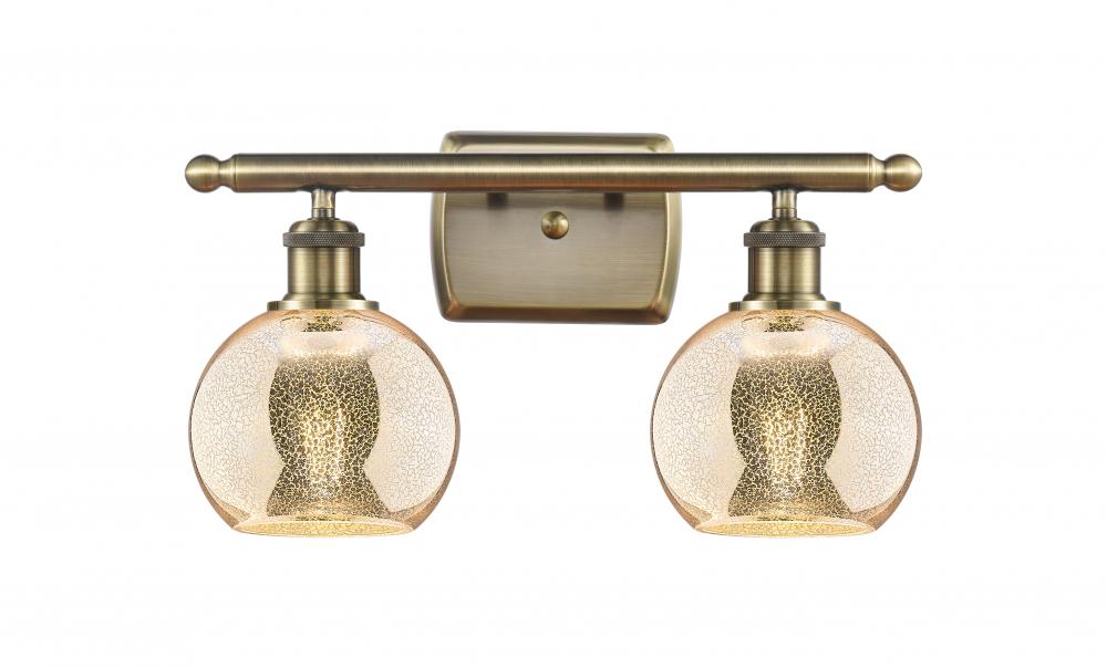 Athens - 2 Light - 16 inch - Antique Brass - Bath Vanity Light