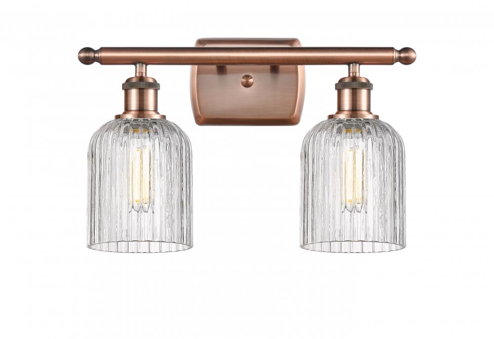 Bridal Veil - 2 Light - 15 inch - Antique Copper - Bath Vanity Light
