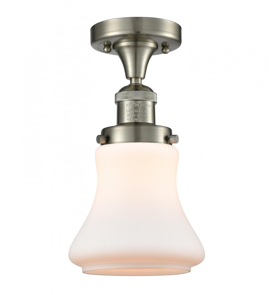 Bellmont - 1 Light - 6 inch - Brushed Satin Nickel - Semi-Flush Mount