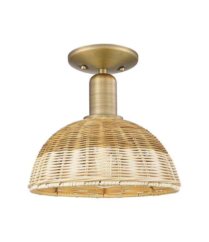 Natural Ballston Dome - 1 Light - 6 inch - Black Antique Brass - Semi-Flush Mount