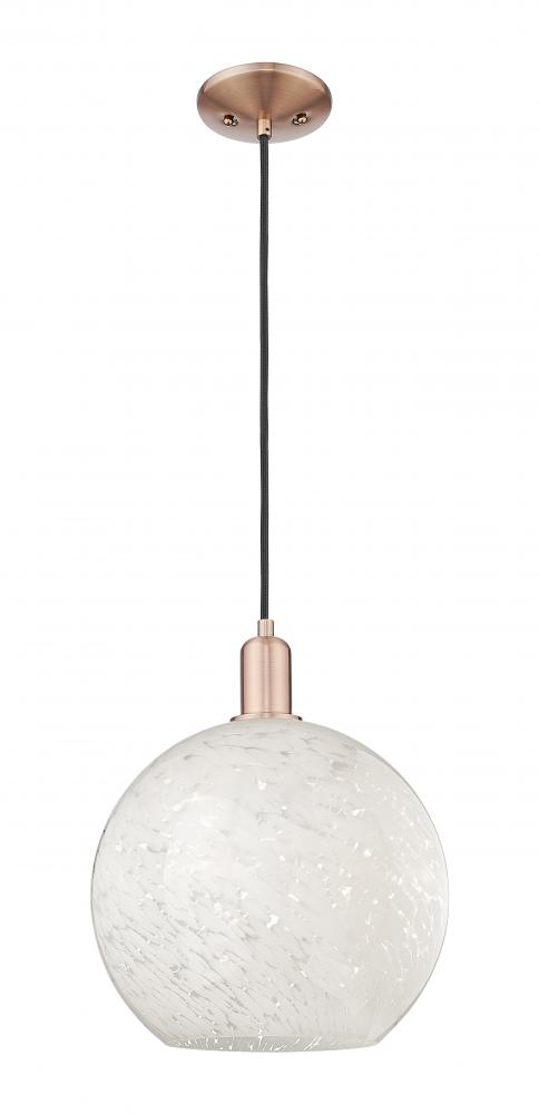 White Mouchette - 1 Light - 12 inch - Polished Nickel - Cord hung - Mini Pendant