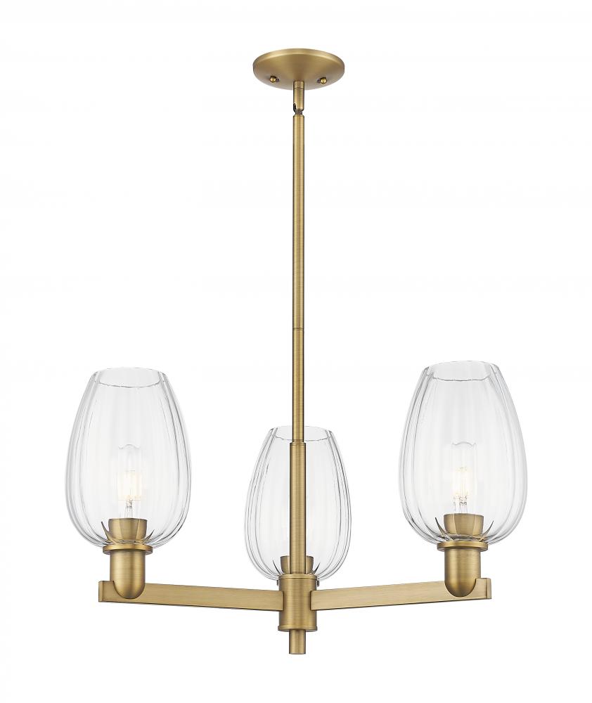 Preston Flute - 3 Light - 18 inch - Brushed Brass - Flush Mount