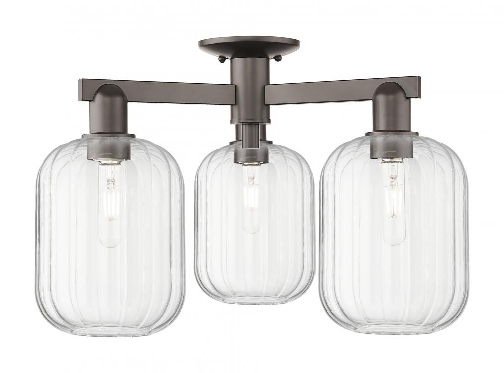 Preston Cylinder - 3 Light - 6 inch - Oil Rubbed Bronze - Semi-Flush Mount