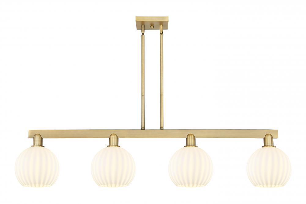 White Venetian - 4 Light - 48 inch - Matte Black - Stem Hung - Island Light