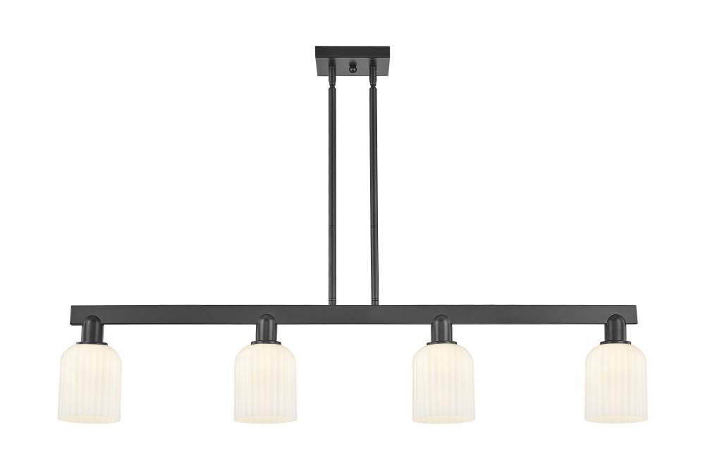 Bridal Veil - 4 Light - 48 inch - Matte Black - Cord hung - Island Light