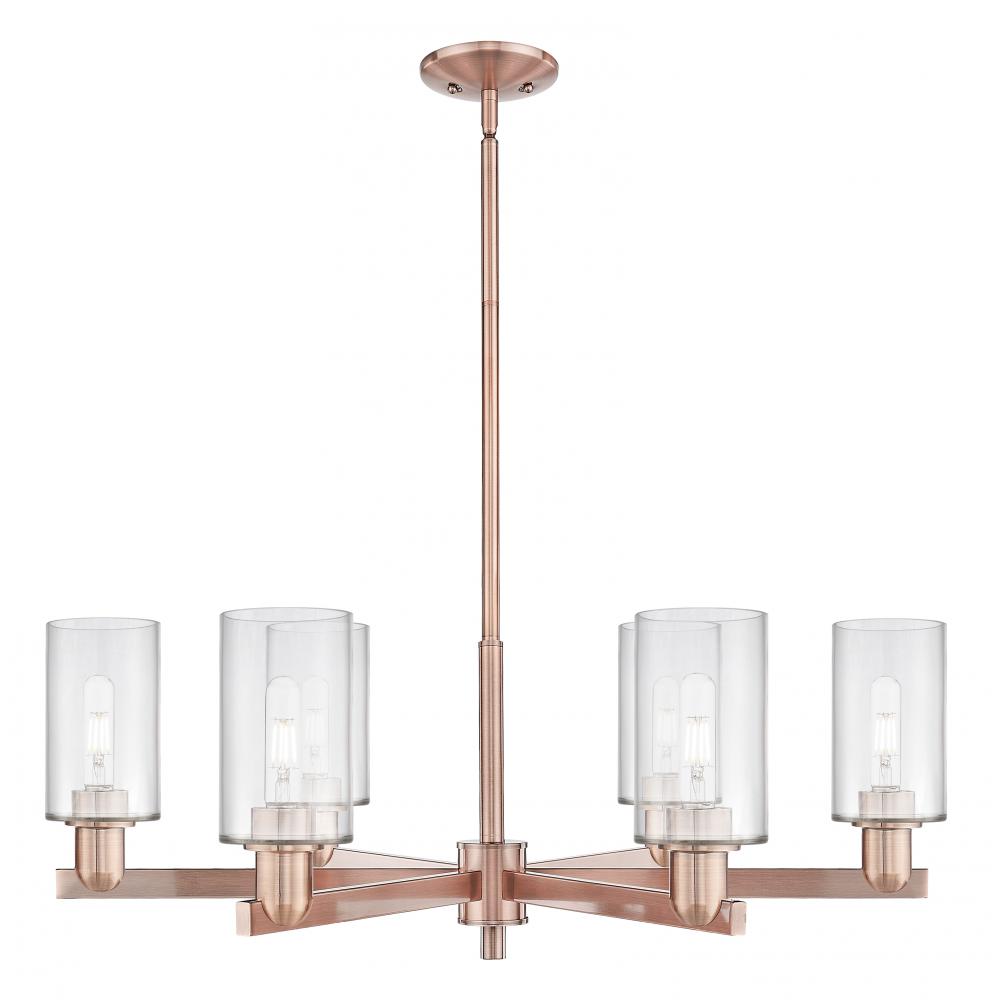 Clymer - 6 Light - 34 inch - Antique Copper - Stem hung - Chandelier