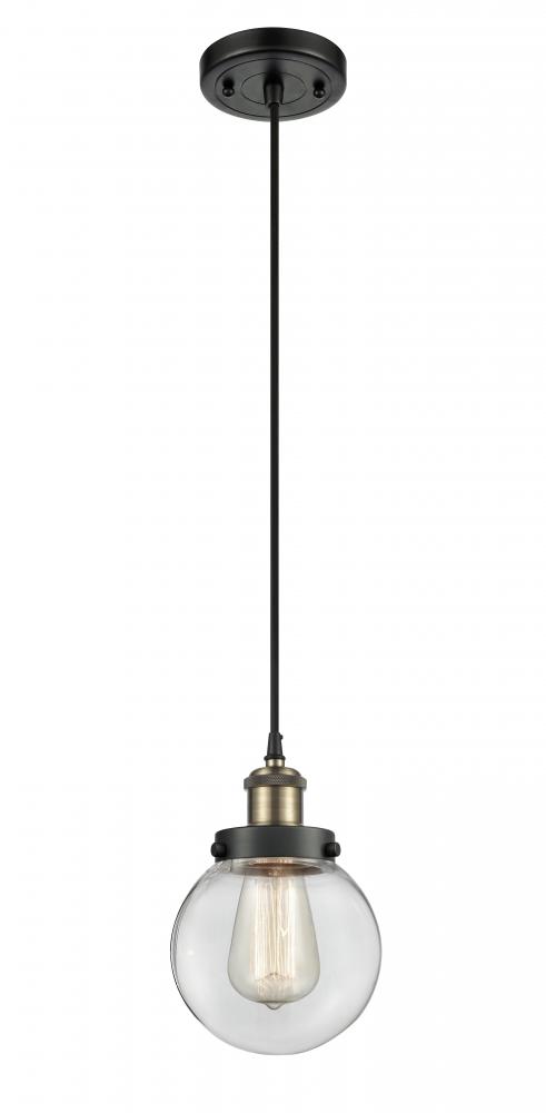 Beacon - 1 Light - 6 inch - Black Antique Brass - Cord hung - Mini Pendant