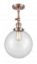 Innovations Lighting 201F-AC-G202-10 - Beacon - 1 Light - 10 inch - Antique Copper - Adjustable Semi-Flush Mount