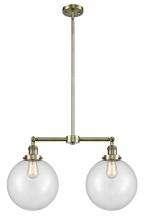 Innovations Lighting 209-AB-G202-10 - Beacon - 2 Light - 25 inch - Antique Brass - Stem Hung - Adjustable Island Light