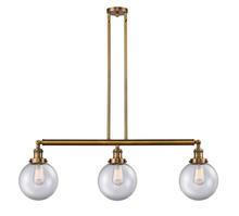 Innovations Lighting 213-BB-G202-8 - Beacon - 3 Light - 41 inch - Brushed Brass - Stem Hung - Adjustable Island Light