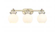 Innovations Lighting 410-3W-BB-G410-7WH - Newton Sphere - 3 Light - 27 inch - Brushed Brass - Bath Vanity Light