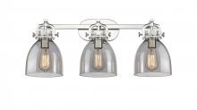 Innovations Lighting 410-3W-PN-G412-7SM - Newton Bell - 3 Light - 27 inch - Polished Nickel - Bath Vanity Light