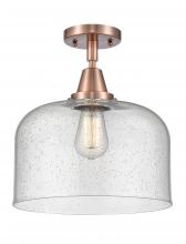 Innovations Lighting 447-1C-AC-G74-L-LED - Bell - 1 Light - 12 inch - Antique Copper - Flush Mount
