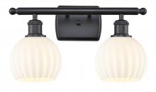Innovations Lighting 516-2W-BK-G1217-6WV - White Venetian - 2 Light - 16 inch - Matte Black - Bath Vanity Light