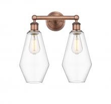 Innovations Lighting 616-2W-AC-G652-7 - Cindyrella - 2 Light - 16 inch - Antique Copper - Bath Vanity Light