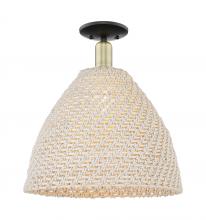Innovations Lighting 716-1C-BAB-NBD-16-NAT - Bristol Natural - 1 Light - 6 inch - Black Antique Brass - Semi-Flush Mount