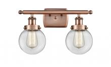 Innovations Lighting 916-2W-AC-G202-6 - Beacon - 2 Light - 16 inch - Antique Copper - Bath Vanity Light