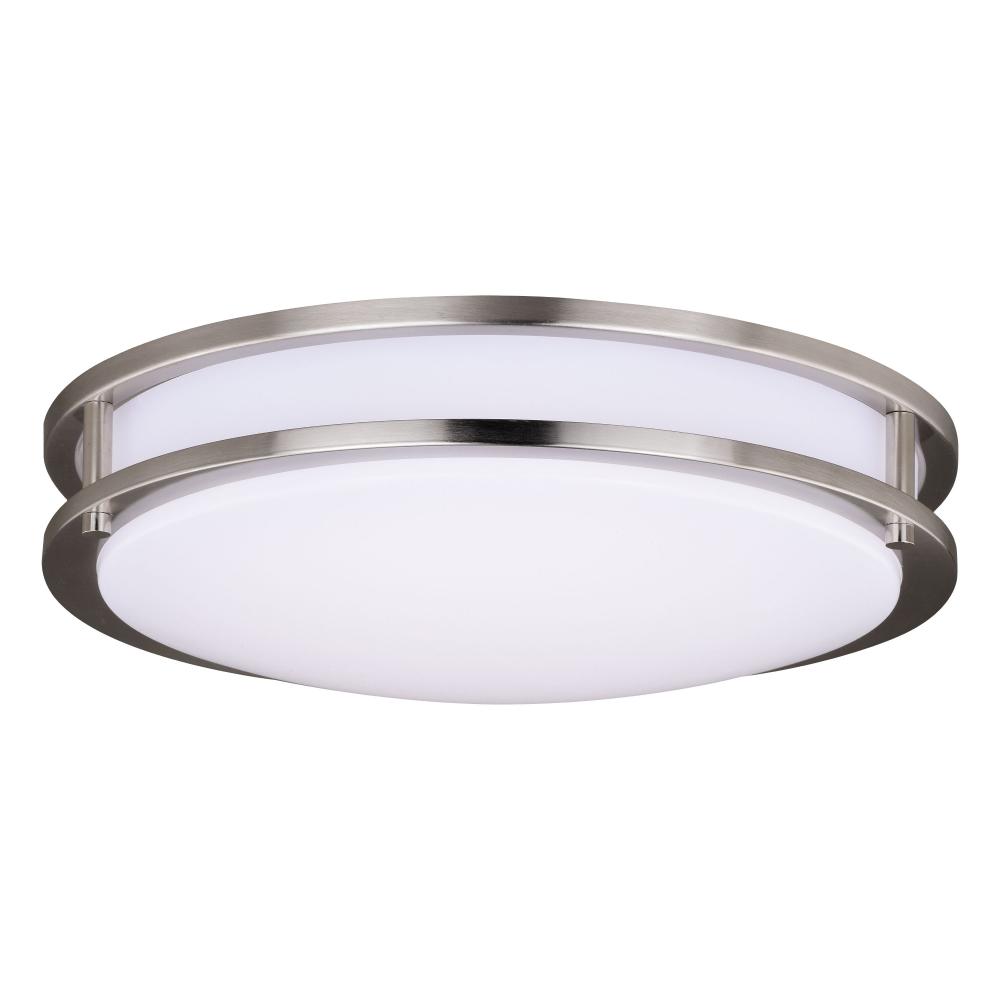 Horizon 15.75-in LED Energy Star Flush Mount Ceiling Light Satin Nickel