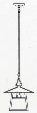 Arroyo Craftsman CSH-12HWO-BK - 12" carmel stem hung pendant with hillcrest overlay